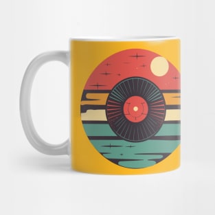 Music Disk with Floral Design with sunset background Mug